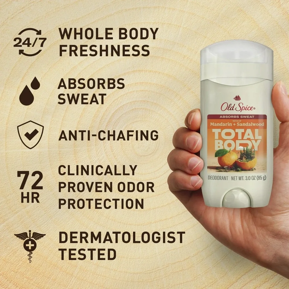 Old Spice Total Body Mandarin + Sandalwood Scent Aluminum Free Deodorant 3 fl oz